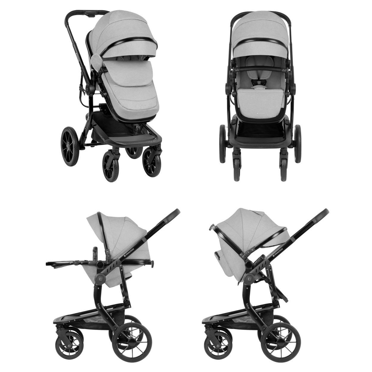 Kikkaboo Kombi-Kinderwagen Kombikinderwagen Irene 3 in 1, Babywanne Autositz Adapter Wickeltasche
