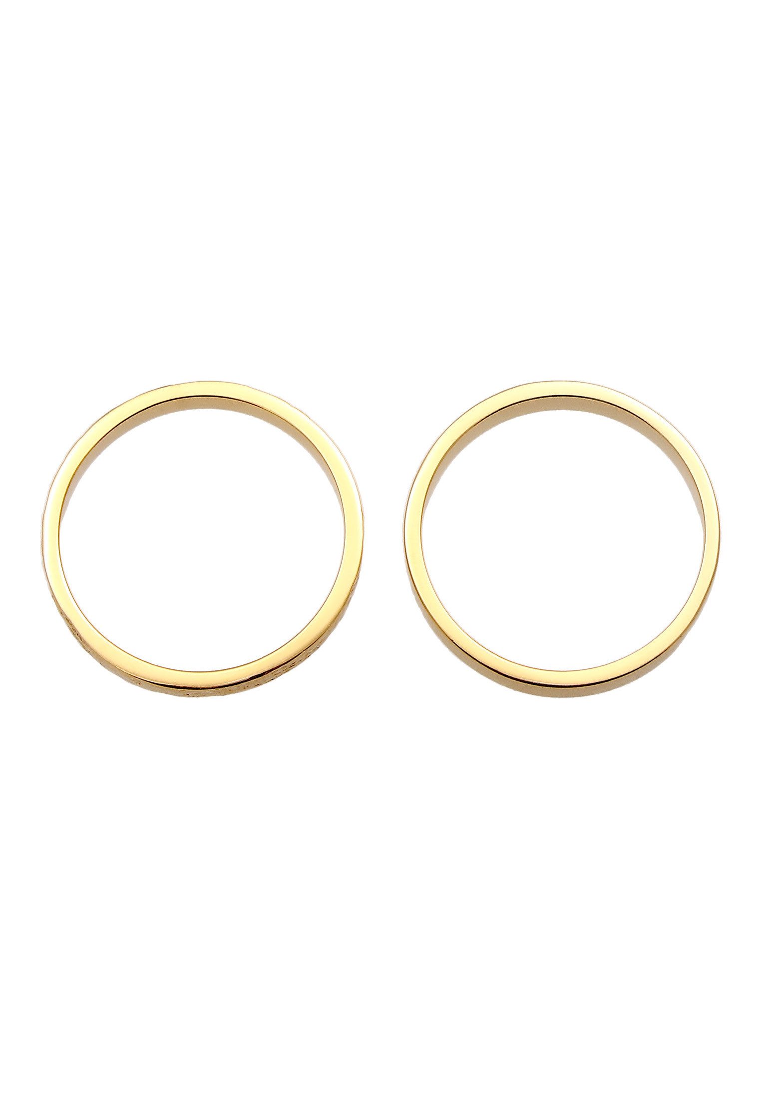 Elli Ring-Set Bandring Basic Gehämmert Schmuck Geschenk (Set 2-tlg) 925 Silber, Ring Set