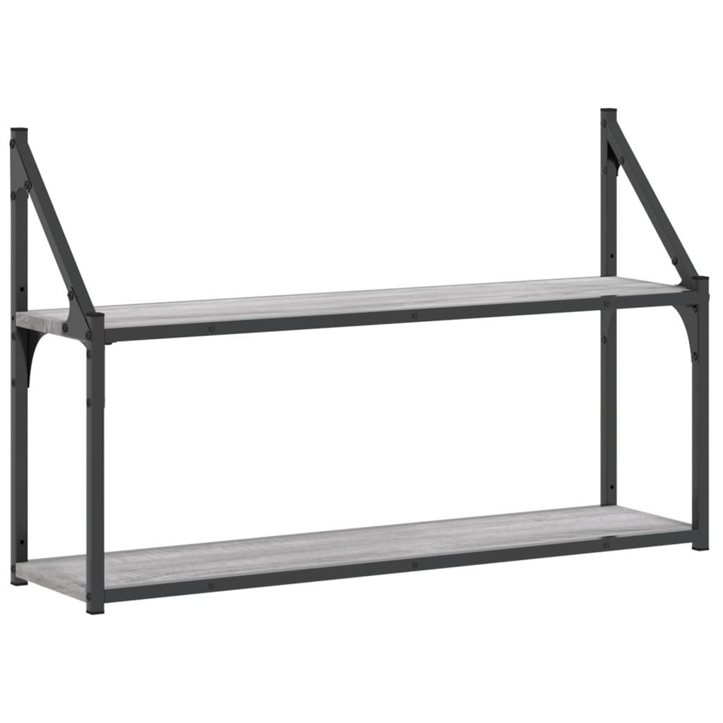 vidaXL Regal Wandregal 2 Fächer Grau günstig online kaufen