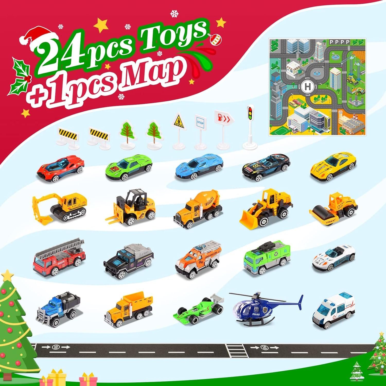 XDeer Spielzeug-Adventskalender Weihnachtskalender für Jungs,Autos Spiele günstig online kaufen