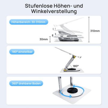 VSIUO Laptoptisch Kohlenstoffstahl Laptop Ständer, 28 cm Höhenverstellbarer, Faltbarer (Produktgröße: Länge 26cm, Breite 21cm), Belüfteter Laptophalter, Laptop Halterung 360° drehbar