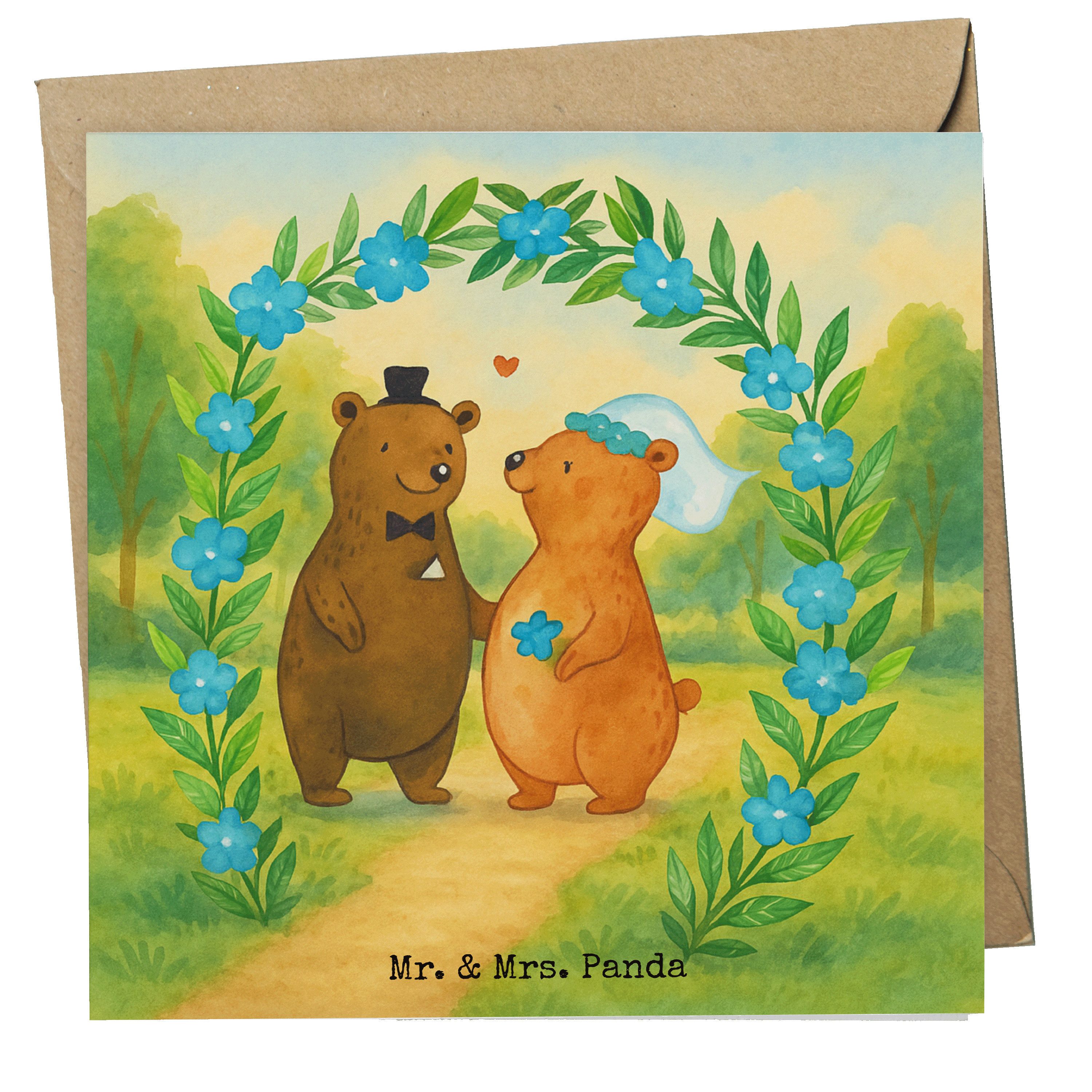 Mr. & Mrs. Panda Grußkarte Bären Hochzeit Design, Deluxe Karte, Weiß, Hochzeitstag, Glückwunschk, Glückwunschkarte Grußkarte Geschenk Zur Hochzeit
