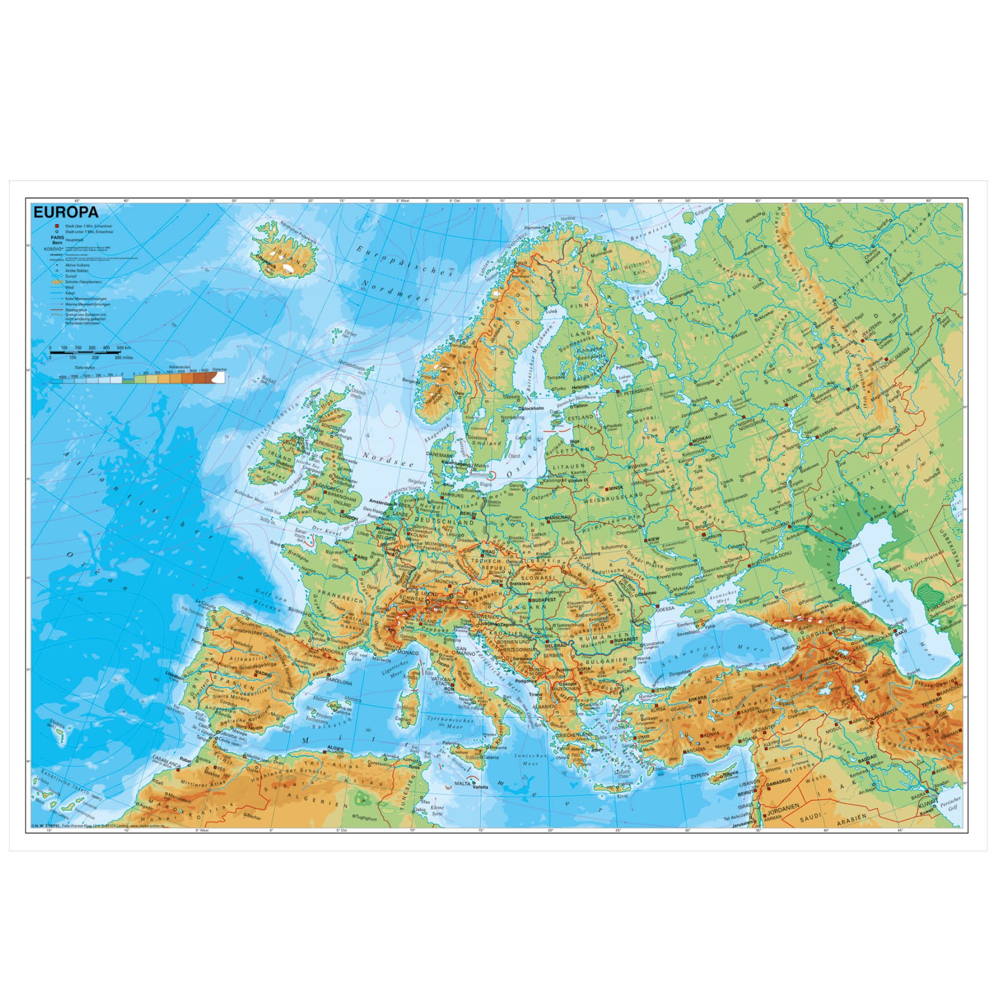 Poster Europa physisch, 95 x 66 cm