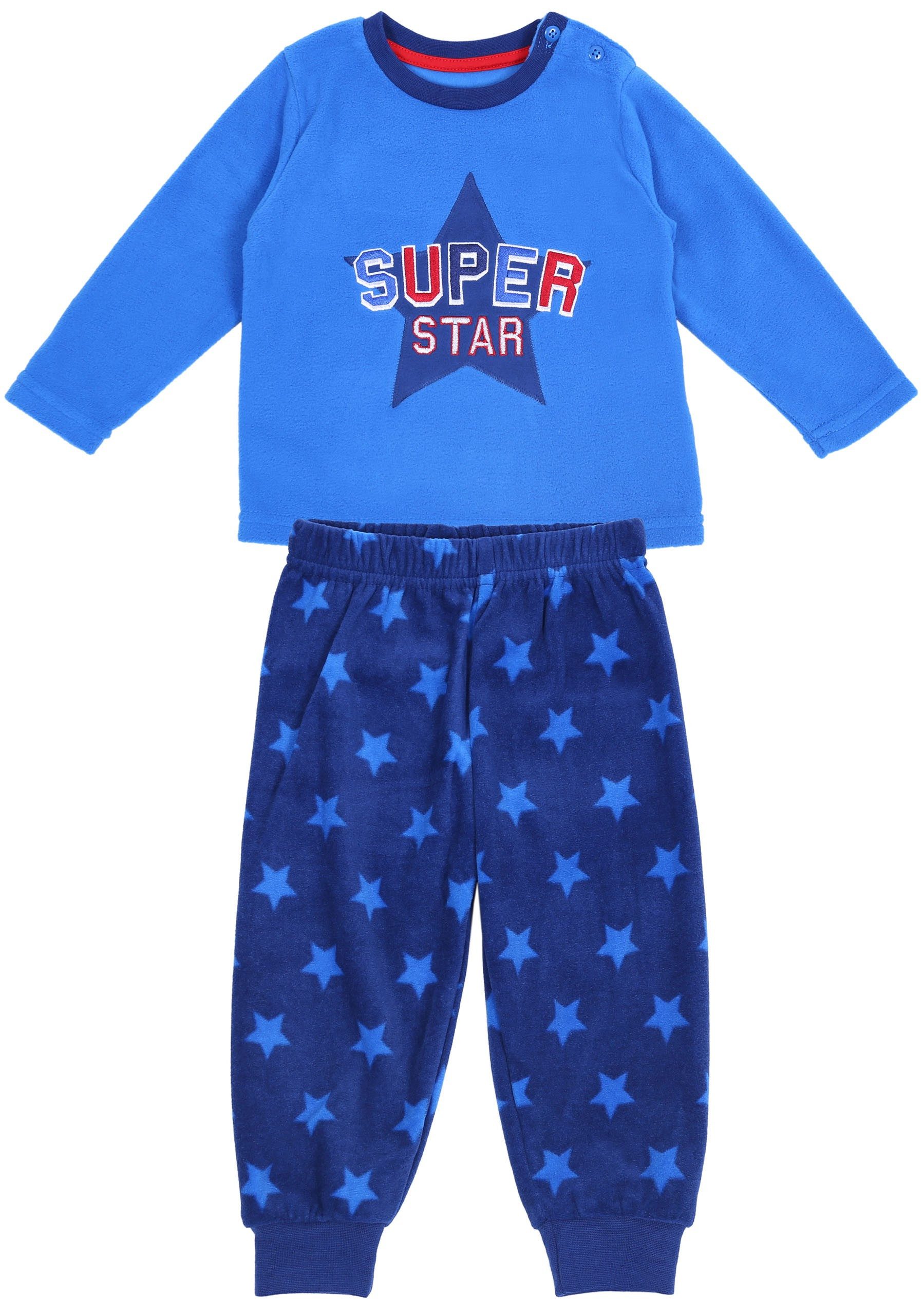 Pyjama Warmer blauer Schlafanzug SUPER STAR 6-12 Monate