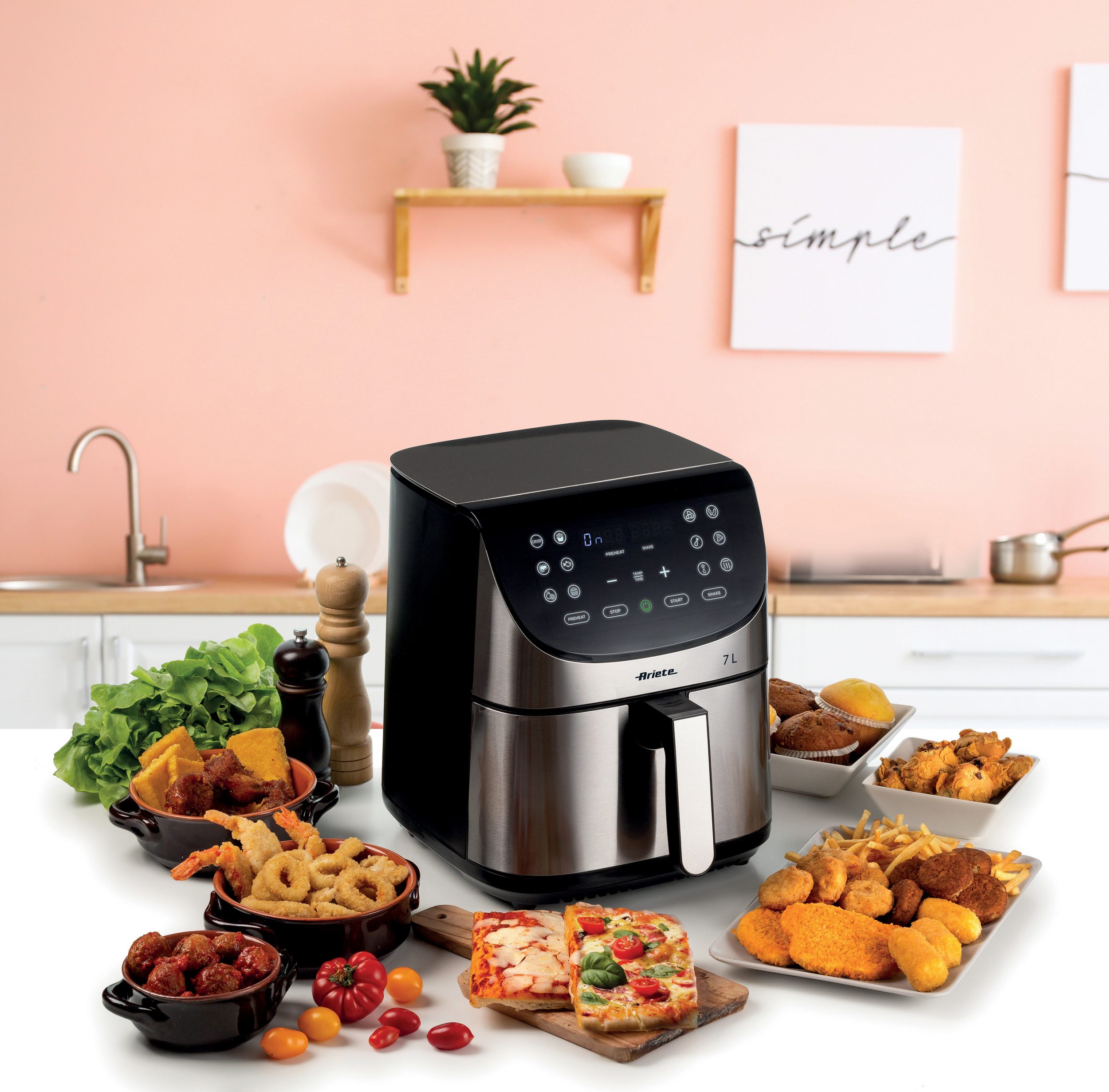 Ariete Heißluftfritteuse 4628, 1800 W, Air Fryer Metal 7 L