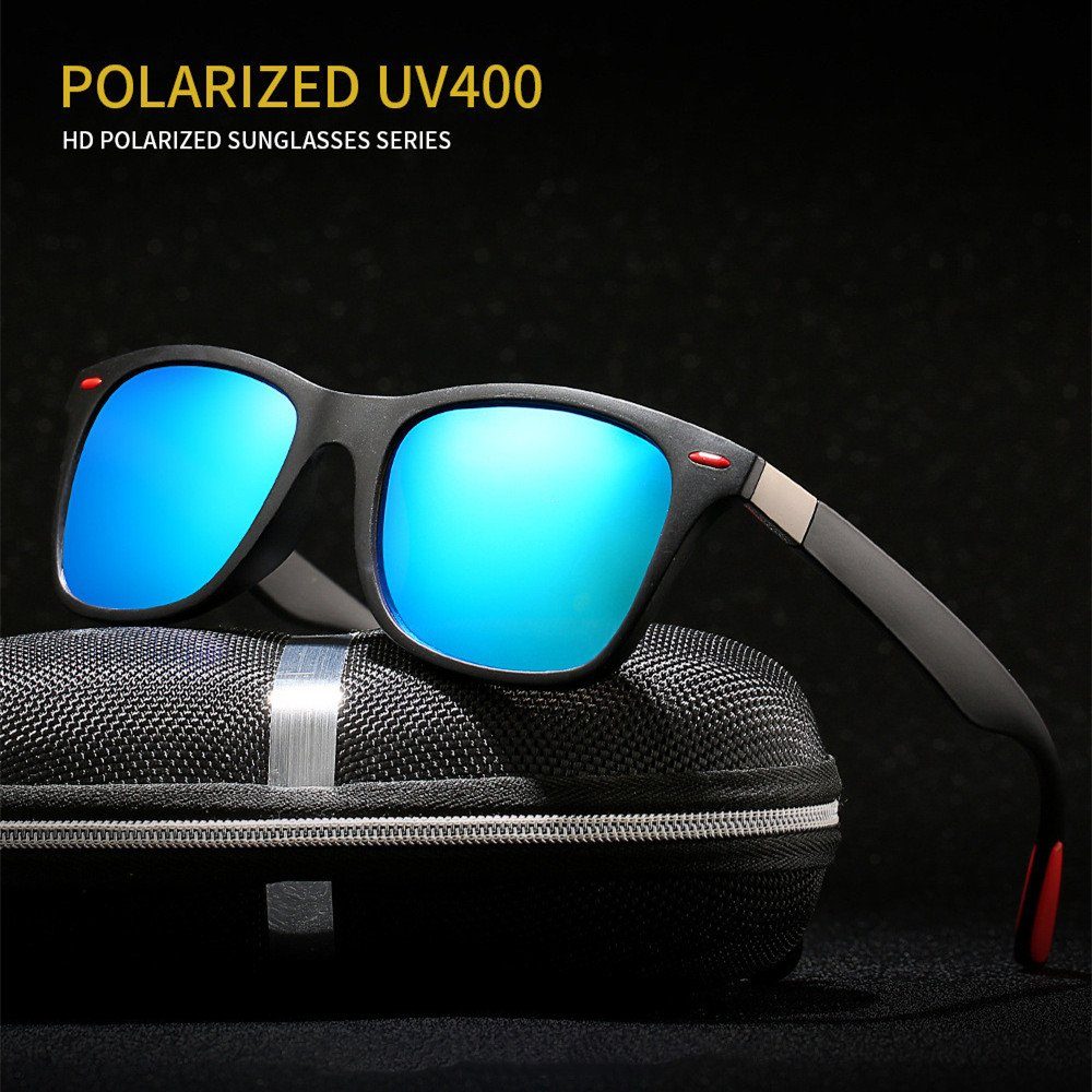 XDeer Retrosonnenbrille Polarisierte Sonnenbrillen Fahren Ultraleichter Schwarzer Golf für modische Polarisiert und HD Frauen, Männer Film TAC-Linse TR90-Rahmen Stoßfeste Vintage-Sonnenbrille, UV400-Spiegelbrillen Angeln quadratische Retro-Sonnenbrille, Rahmen/blaues