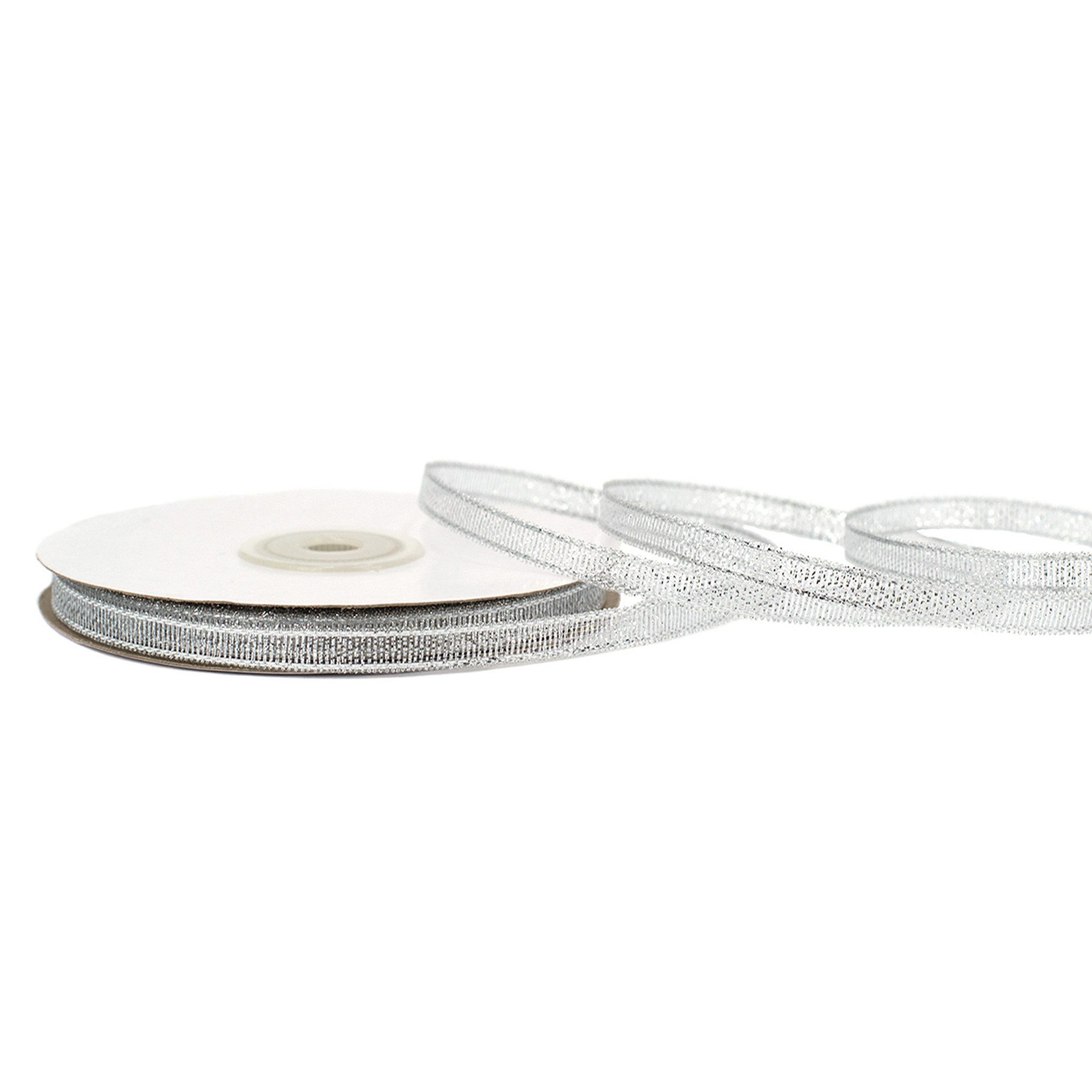 Creativery Geschenkband, Glitzerband 6mm x 32m Rolle Silber