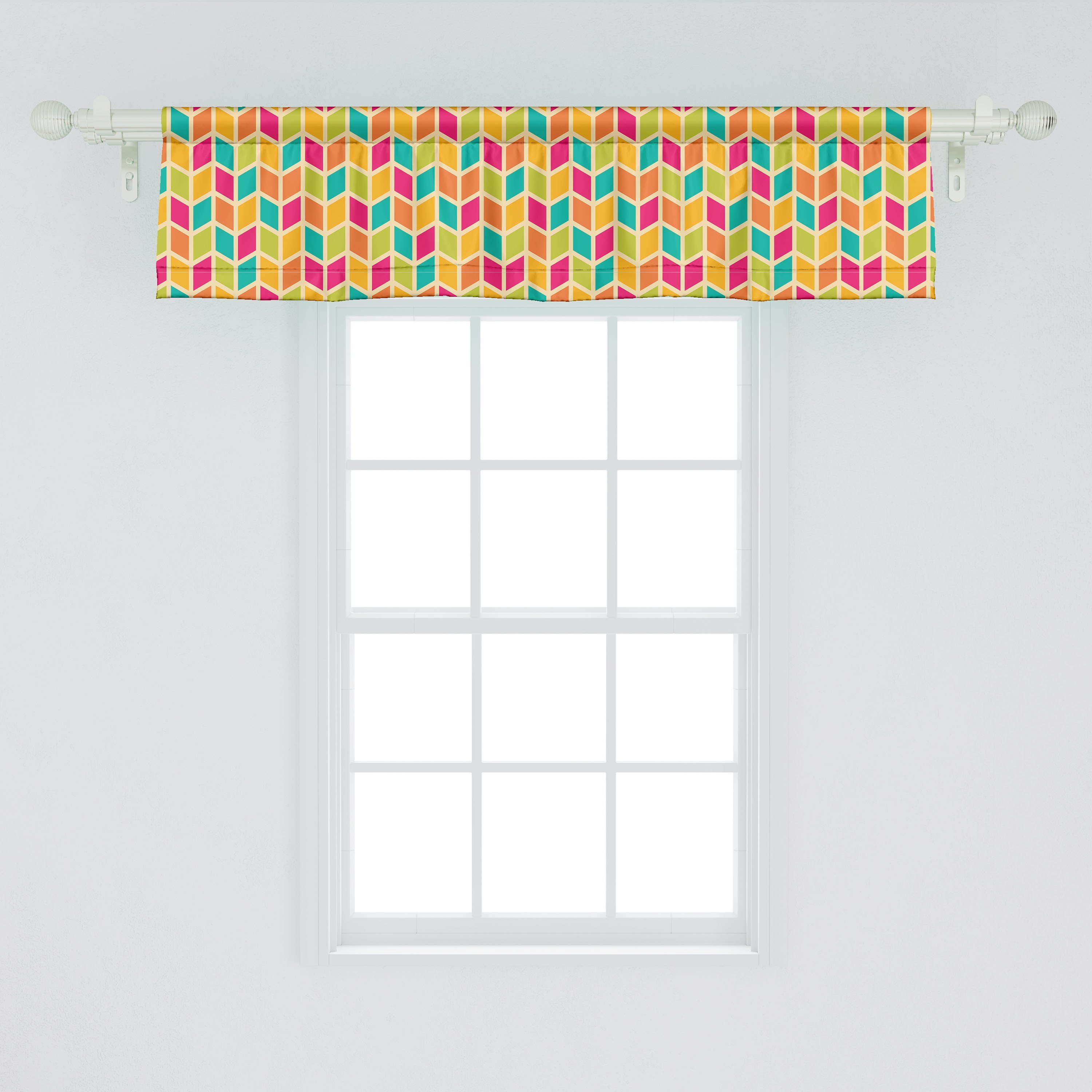 Stil Microfaser, Vorhang Scheibengardine Bunt Volant Abakuhaus, für Küche Schlafzimmer Dekor Hipster mit Stangentasche, Chevron