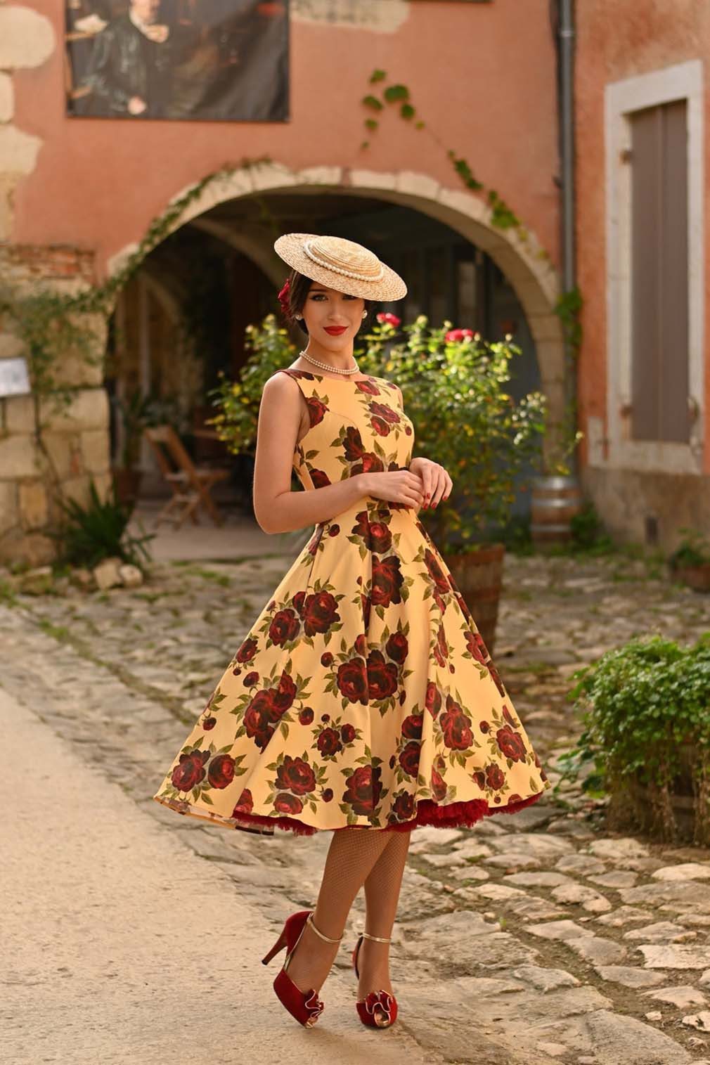 Hearts & Roses London A-Linien-Kleid Orla Floral Swing Dress Retro Vintage günstig online kaufen