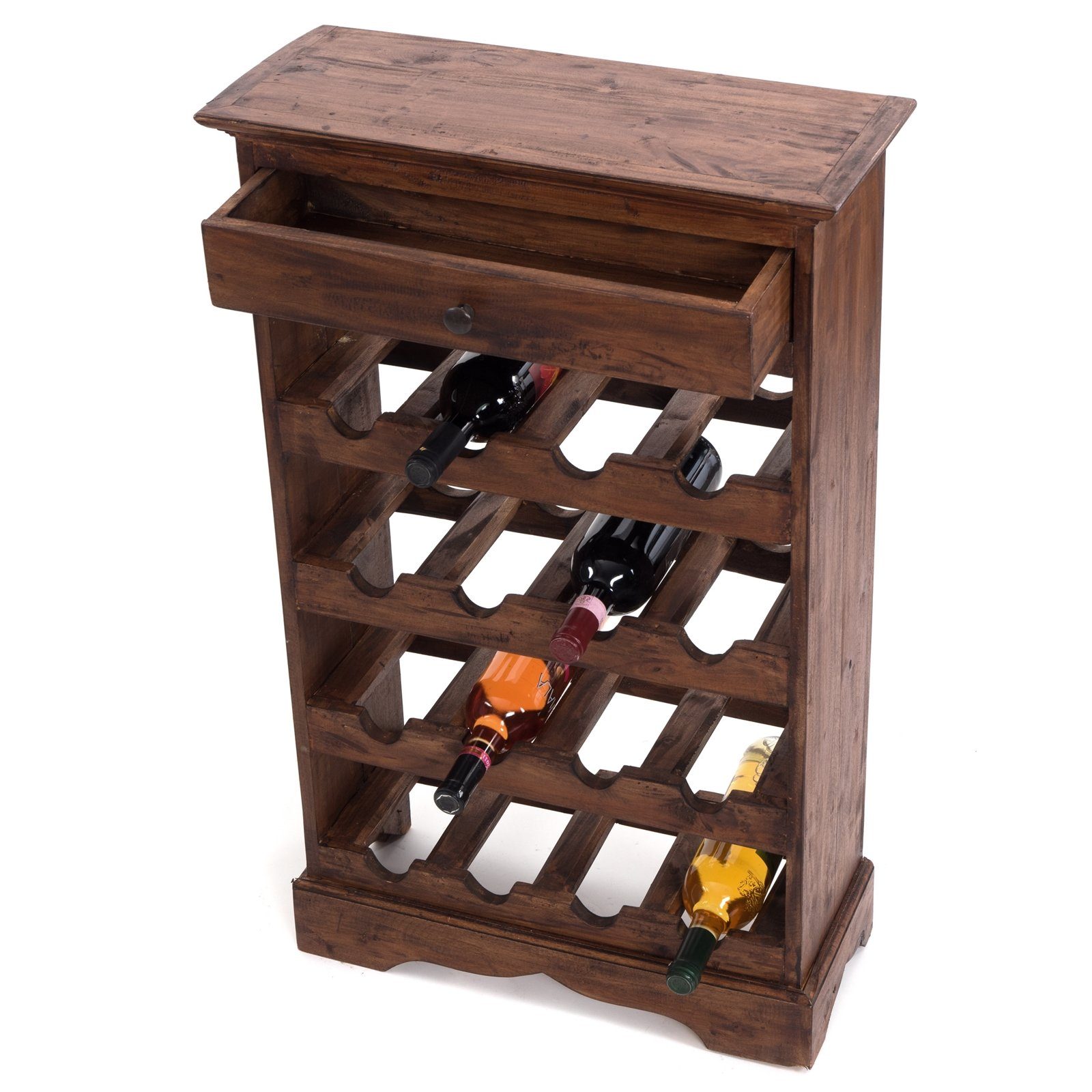 DESIGN DELIGHTS Weinregal WEINREGAL CORTEZ, 85x55cm(HxB) Flaschenregal aus Holz mit Schublade