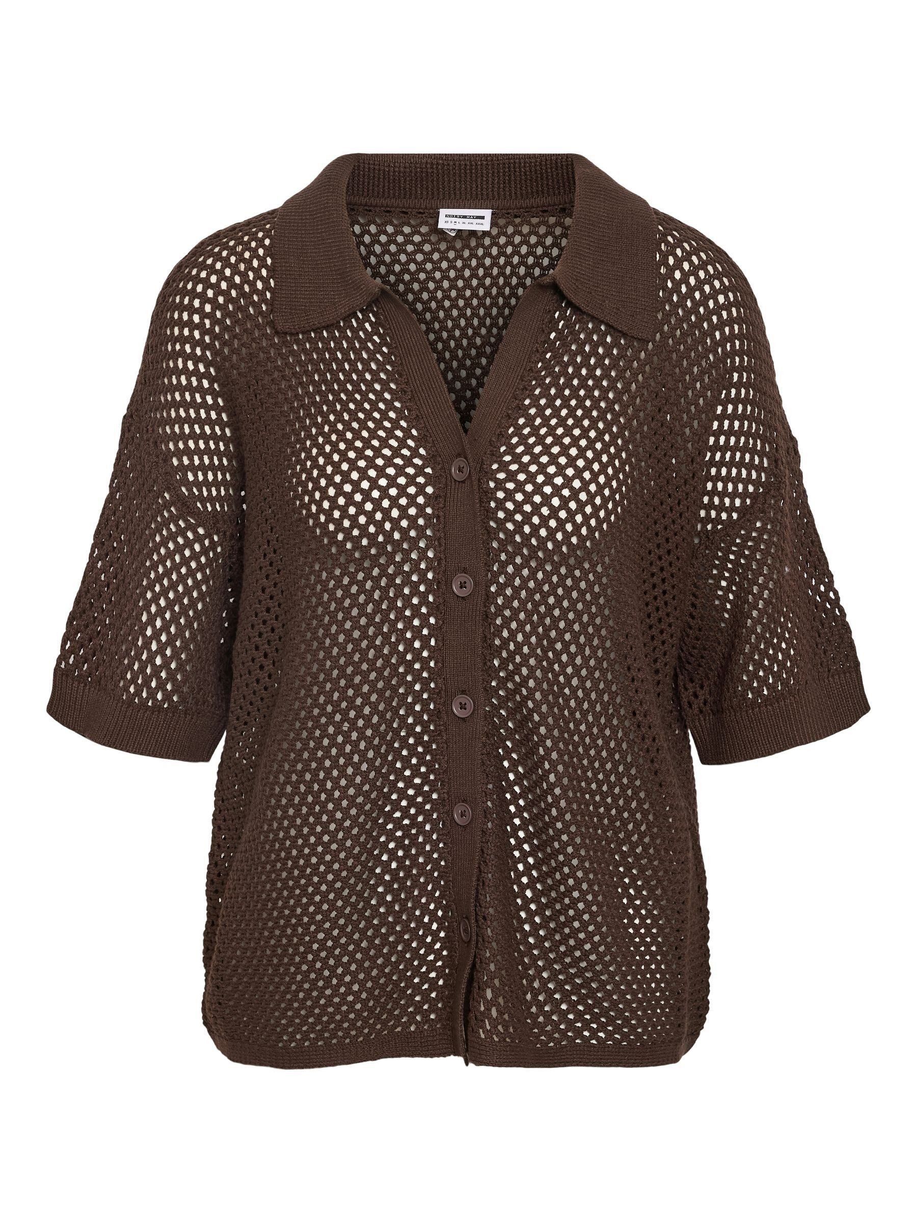 Noisy may Blusenshirt Luftiges Design Transparent mit Knopfleiste, Kragen N günstig online kaufen