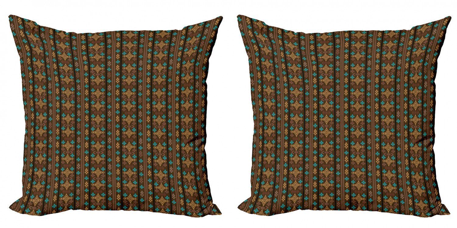 Muster (2 Tribal Floral Stück), Brown Doppelseitiger Modern Digitaldruck, Kissenbezüge Accent Ethnic Abakuhaus