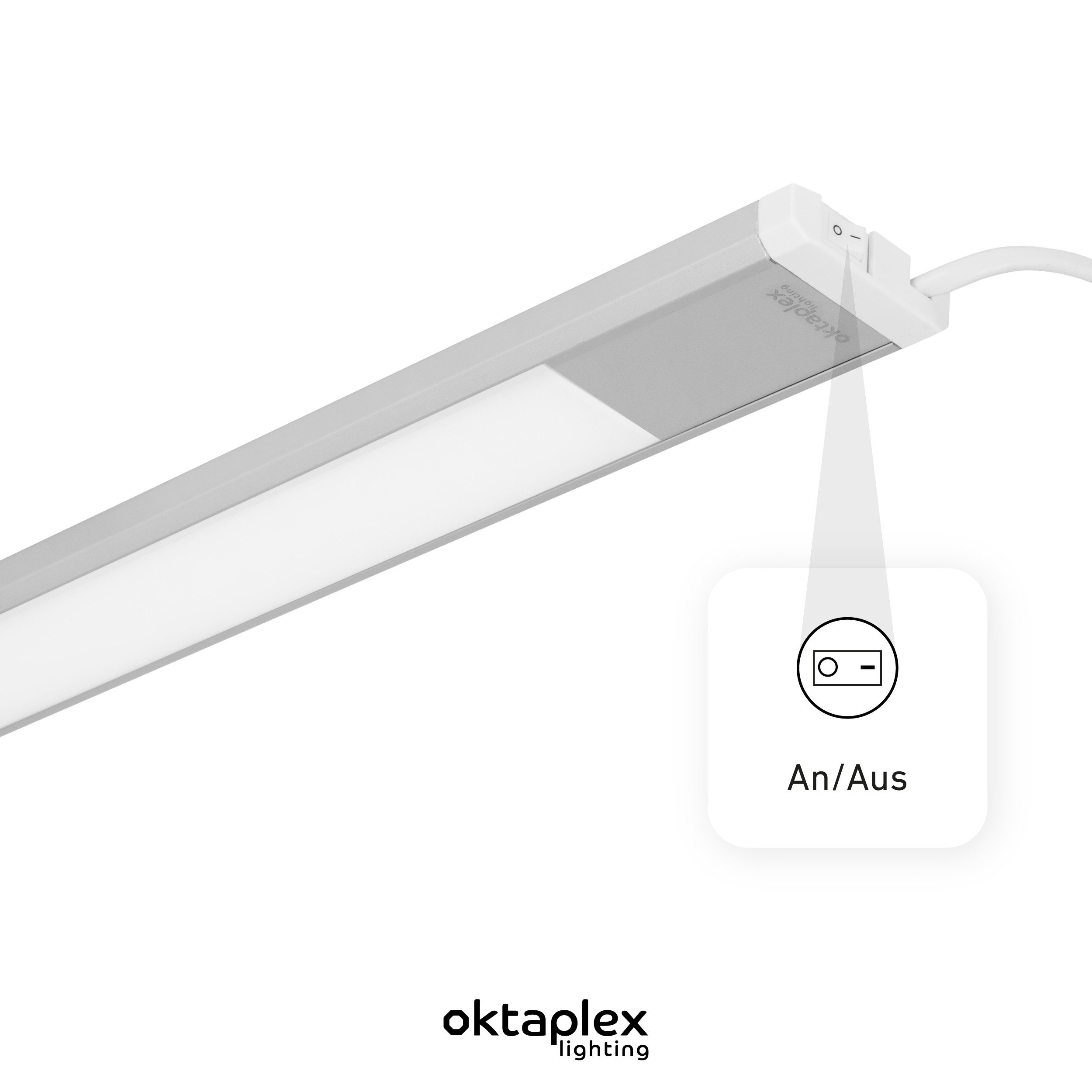 Oktaplex lighting LED Unterbauleuchte Aluminium Unterschrankleuchte Küche 40cm 435lm 6W, LED, warmweiß, 3000K Unterschranklampe Alu Küche mit Schalter