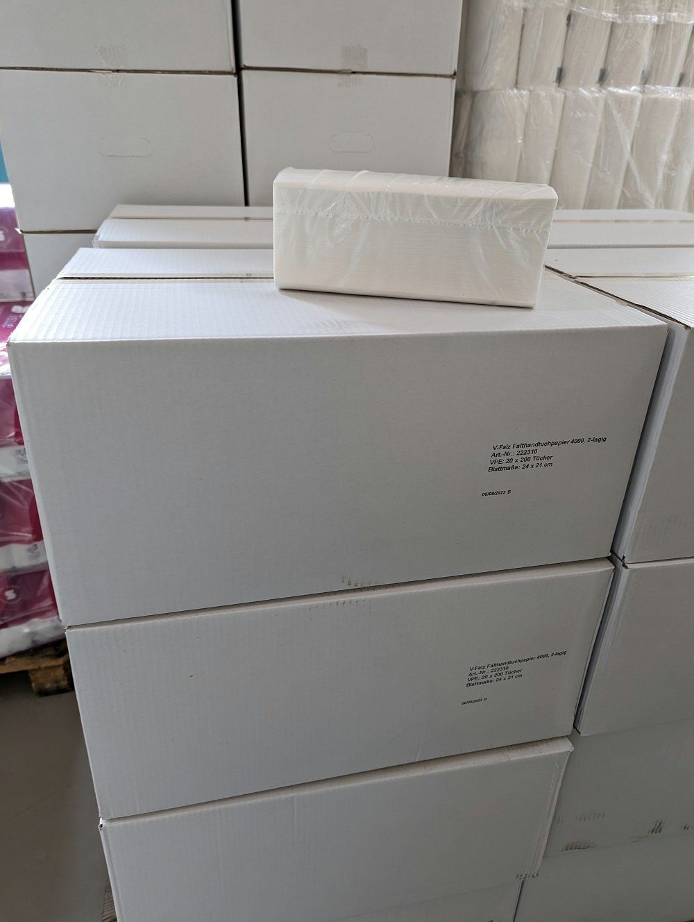HCR Hygiene Papierhandtuch 3.200 Blatt Papierhandtücher 2 lagig weiß 24 x 21 cm V-Falz, ZZ-Falz