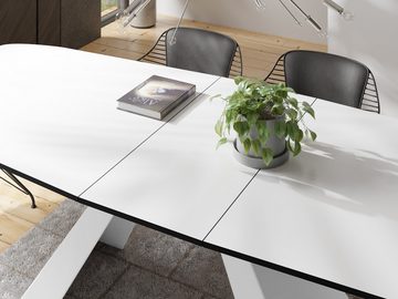 WFL GROUP Esstisch Monte Weiß, im Modern Still, Rechteckig Tisch mit weißen Metallbeine