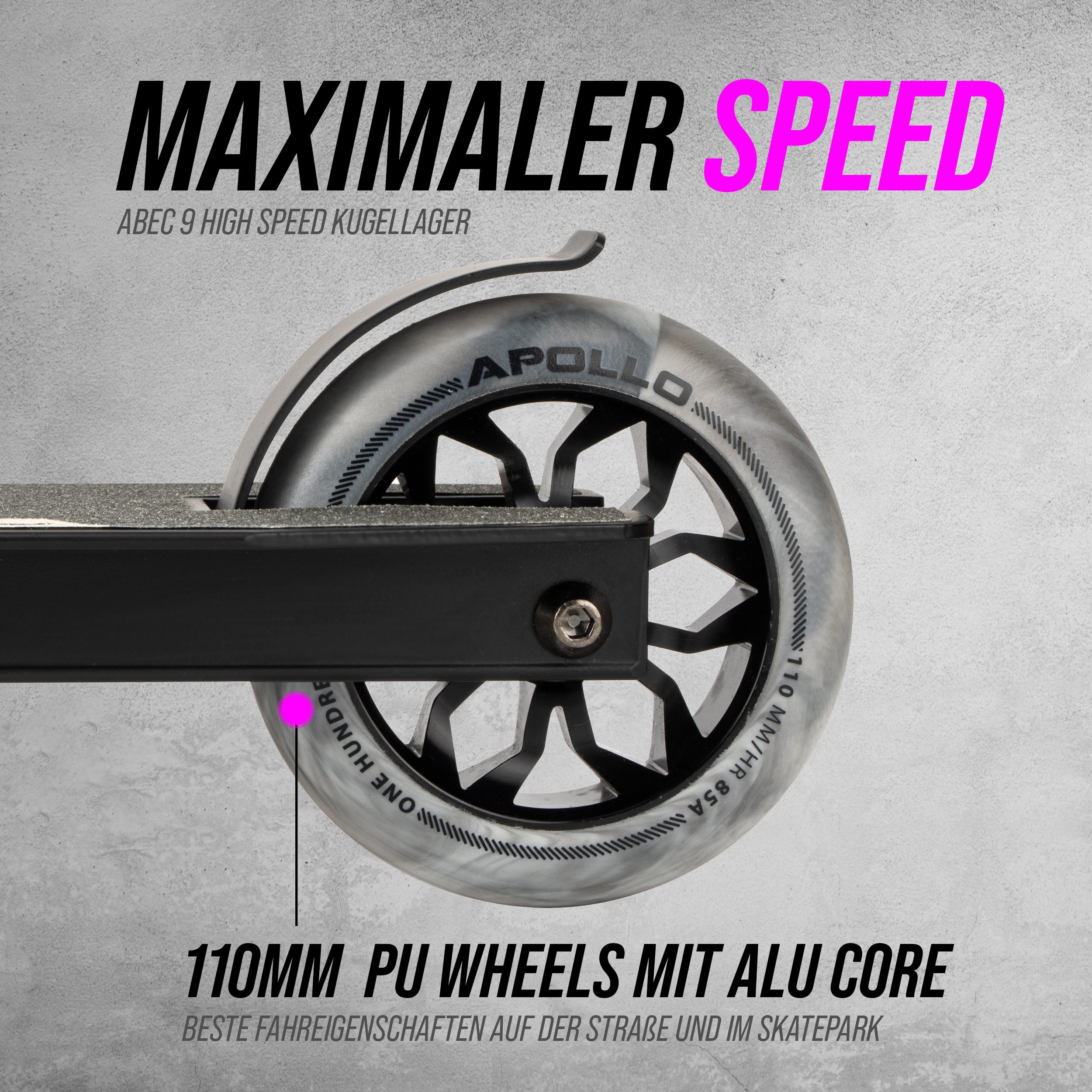 Apollo Stuntscooter Hawk - Scooter für Erwachsene, Jugendliche und Kinder ab 6 Jahren, extra breite Trittfläche & stabiler Lenker