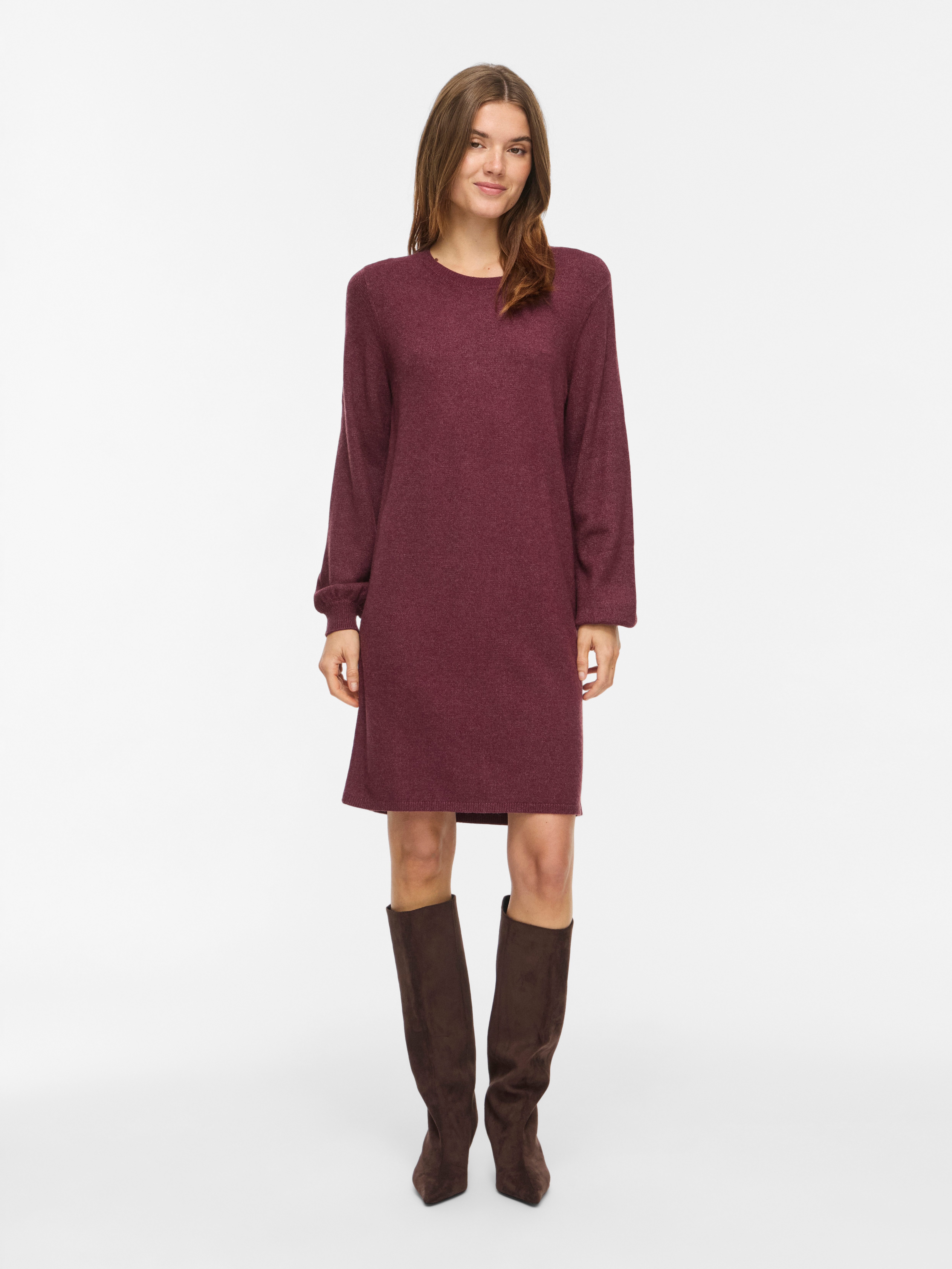 Vila Strickkleid VIRIL L/S VOLUME SLEEVE KNIT DRESS-NOOS Materialmix, normal geschnitten
