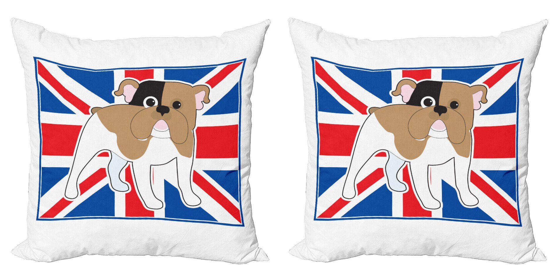 Kissenbezüge Modern Accent Doppelseitiger Digitaldruck, Abakuhaus (2 Stück), Bulldogge Britische Flagge Illustration