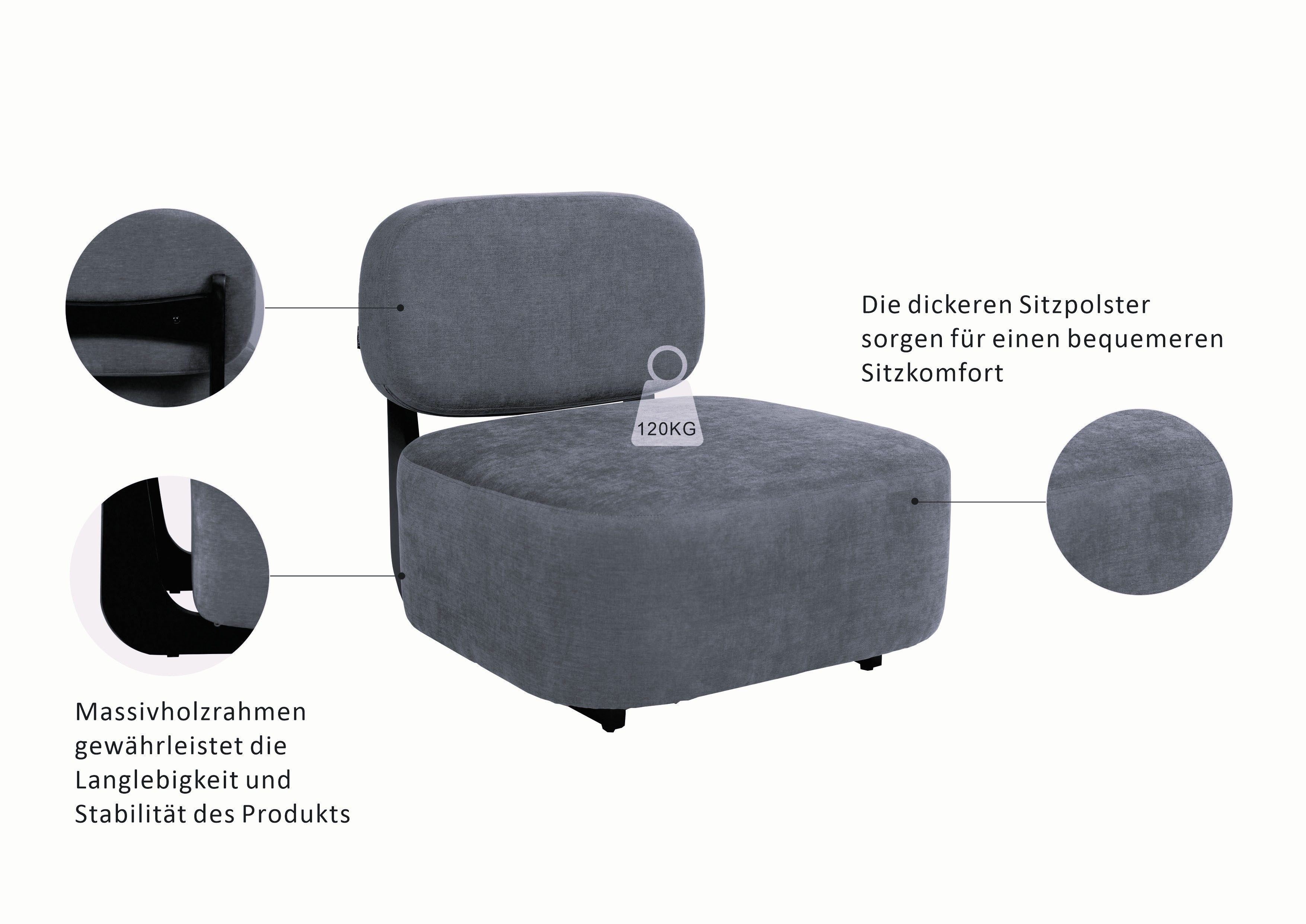 Home affaire Loungesessel LIORAN Designsessel mit filigranem Holzgestell, Feinstruktur-Bezug, Designklassiker, modern und zeitlos – Bild 3 von 5