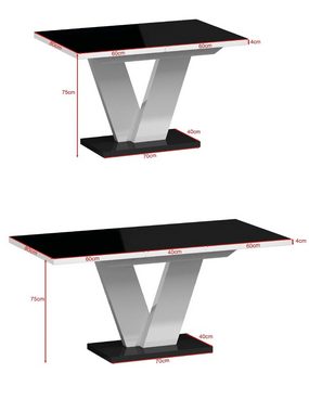 designimpex Esstisch Design Esstisch Tisch MA-333 Hochglanz ausziehbar 120 bis 160 cm