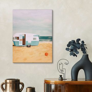 Posterlounge Leinwandbild Sybille Sterk, Wohnwagen am Meer, Badezimmer Maritim Malerei