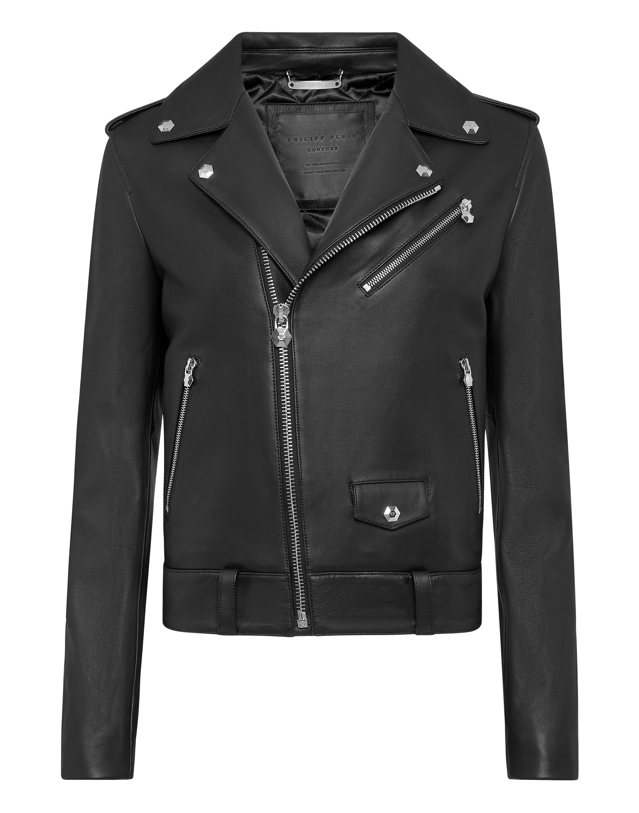 PHILIPP PLEIN Bikerjacke Leder Biker-Jacke