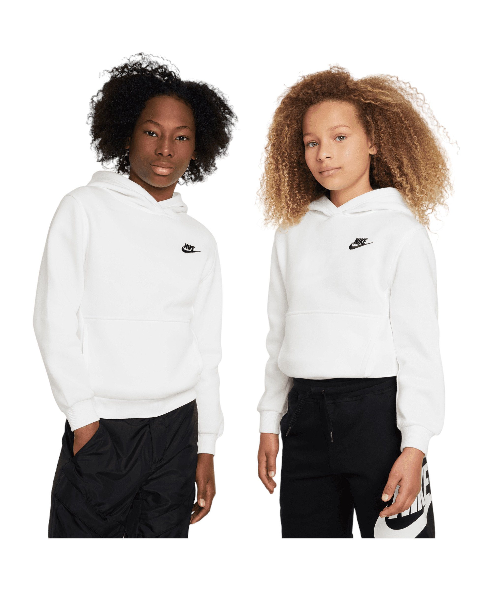 Sweatshirt Club Fleece Hoody Kids Nike weissschwarz Sportswear