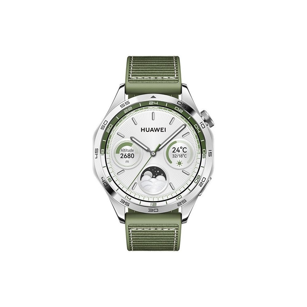 Huawei Huawei Watch GT4 (46mm) Edelstahl/Grün Smartwatch Smartwatch, Rundes, elegantes Design