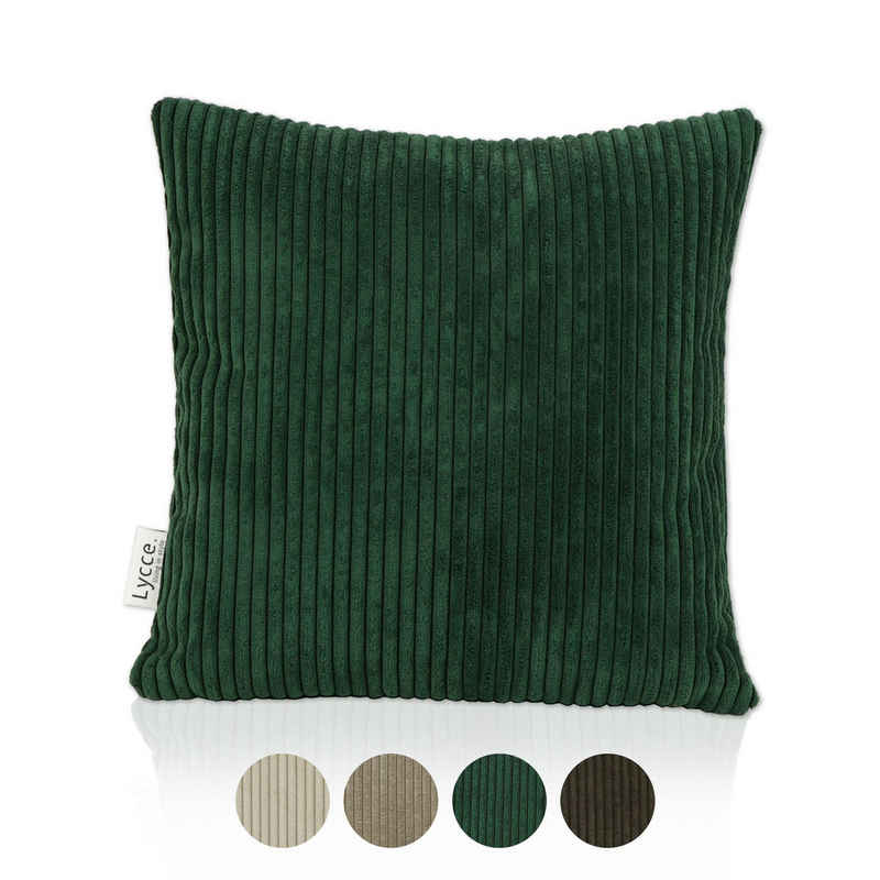 Lycce Dekokissen Kissenbezug aus trendigem Cordstoff (40x40cm), grün