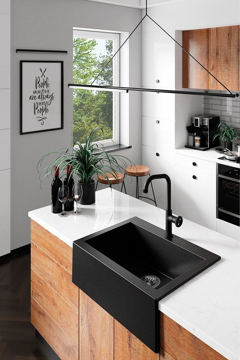 KOLMAN Küche MURO für Küchenarmatur Schwarz Mischbatterie Wasserhahn in