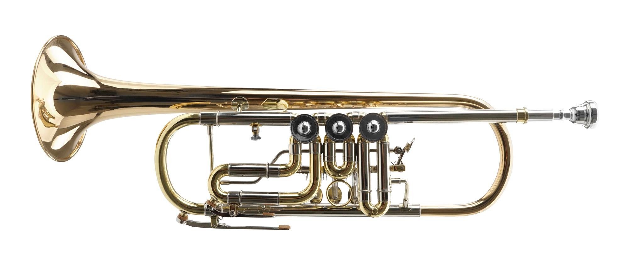 Classic Cantabile Trompete TR-43G Bb-Konzerttrompete Bb, inkl. Koffer & Mundstück, Mundrohr: Goldmessing, Schallbecher: 129 mm