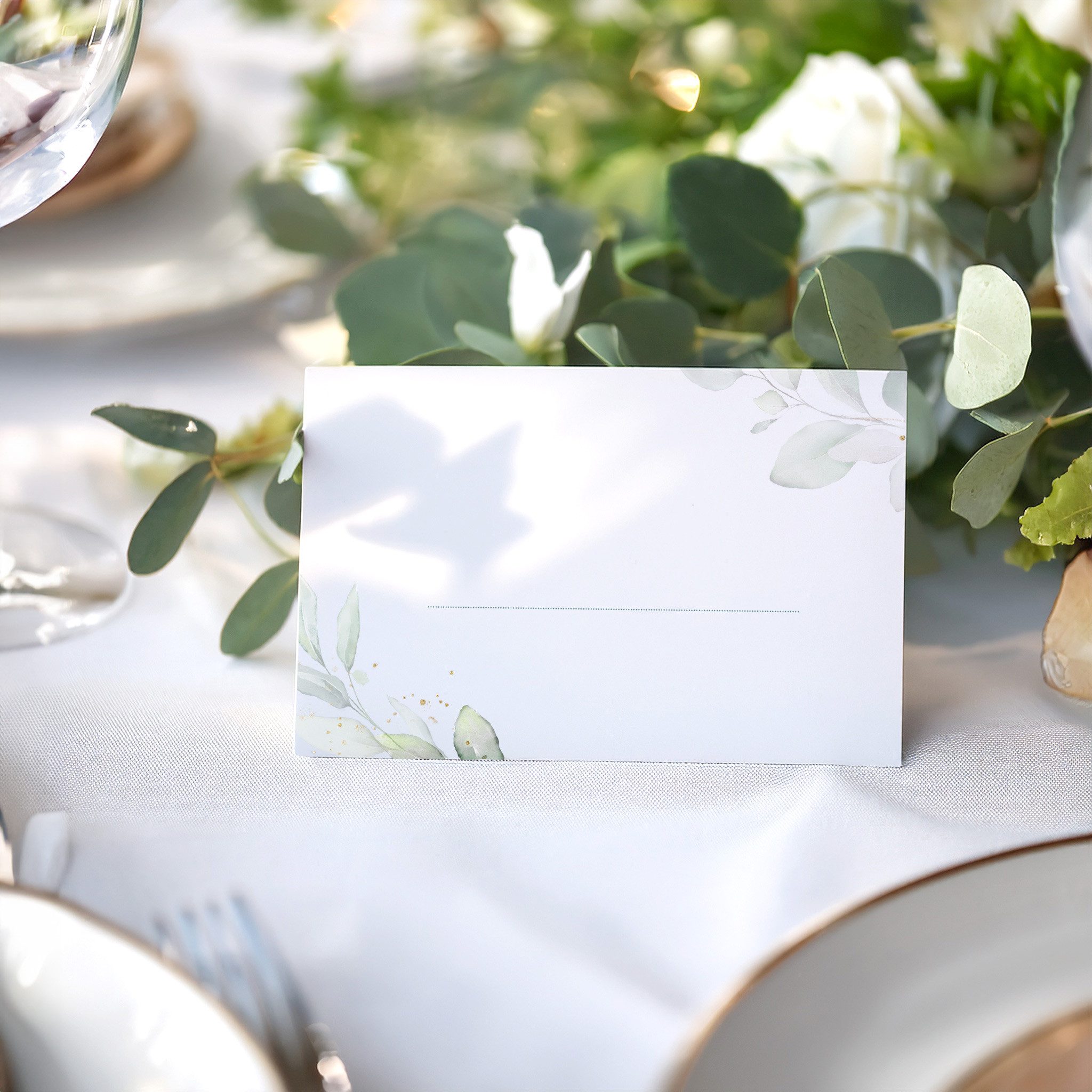 white & ivory Papierdekoration Platzkarte eukalyptus türkis, 50 Stück, beschreibbar,Tischkarten – Bild 2 von 5