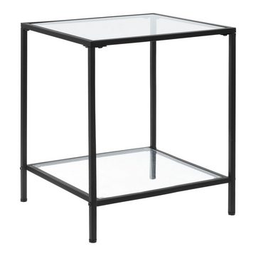 en.casa Beistelltisch, »Norrtälje« Tisch 55x45x45cm Stahl Glas Schwarz/Transparent