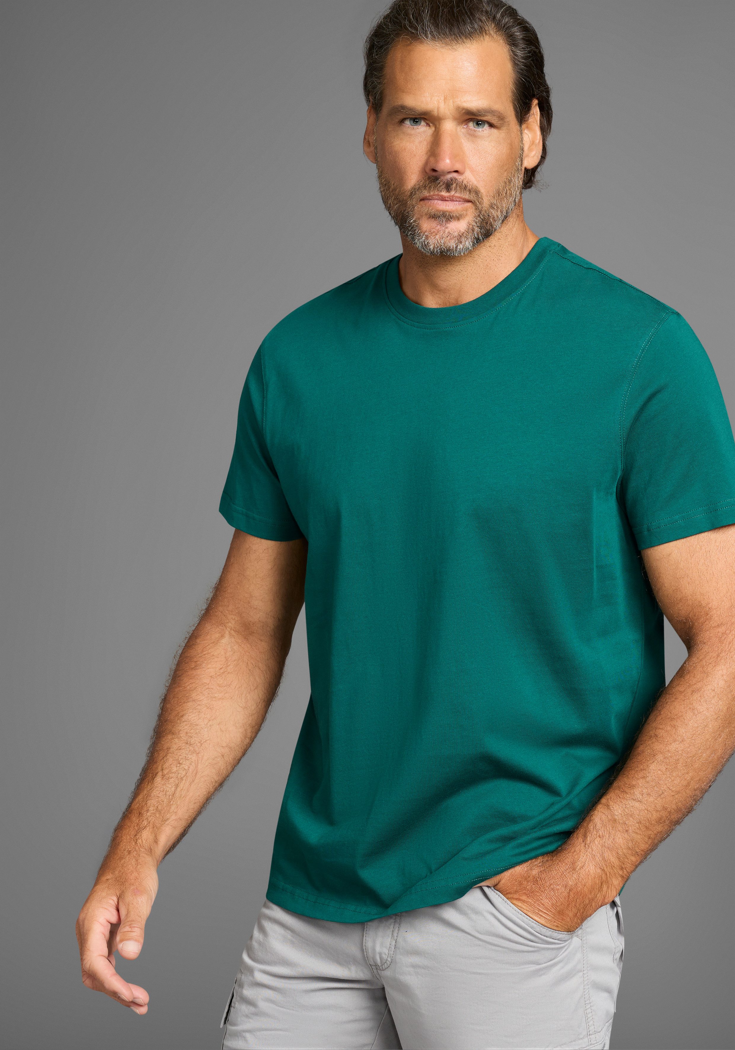 Man's World T-Shirt neue Farben! (3er-Pack) Kurzarm, unifarben, Rundhals, a günstig online kaufen