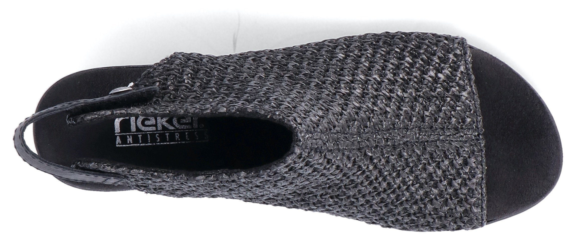 Rieker Sandalette in schwarz-black modischer Flecht-Optik