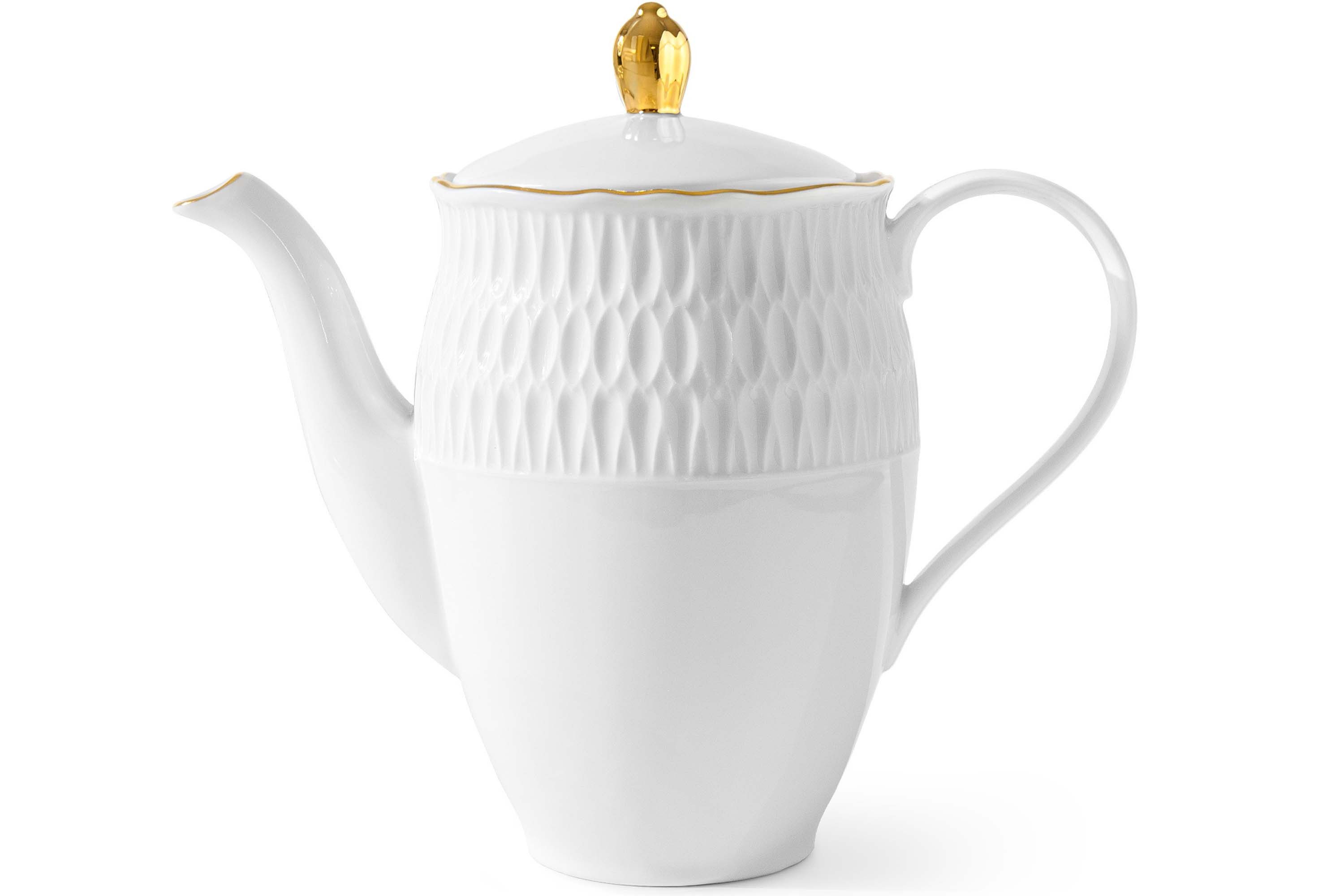 KONSIMO® Teekanne CMIELOW SOFIA Кувшины, Kaffeekanne, Porzellankanne, 1600 l, Hochwertiges Premium-Porzellan, in echtem Gold bemalt