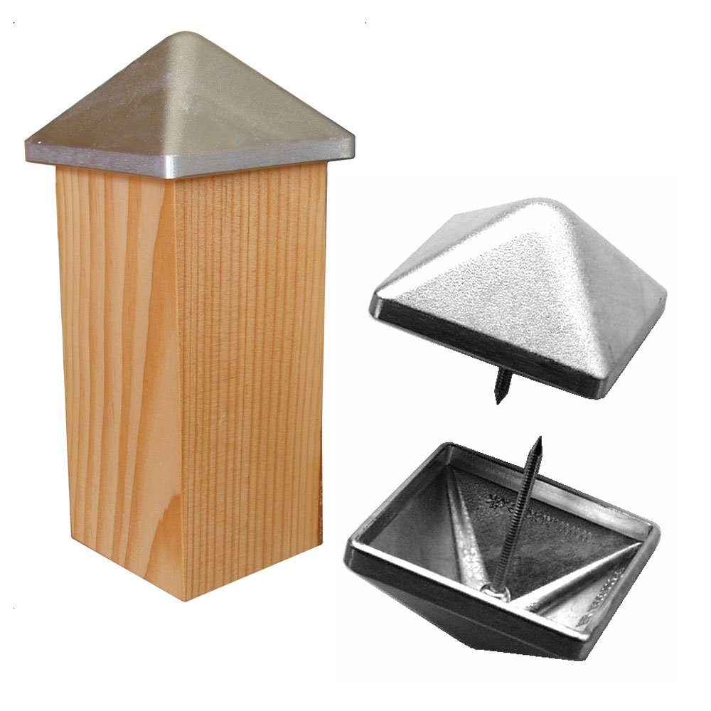 Gartenwelt Riegelsberger Abdeckkappe Aluminium Pfostenkappe mit Dorn für Zaun Haltbarkeit Holz