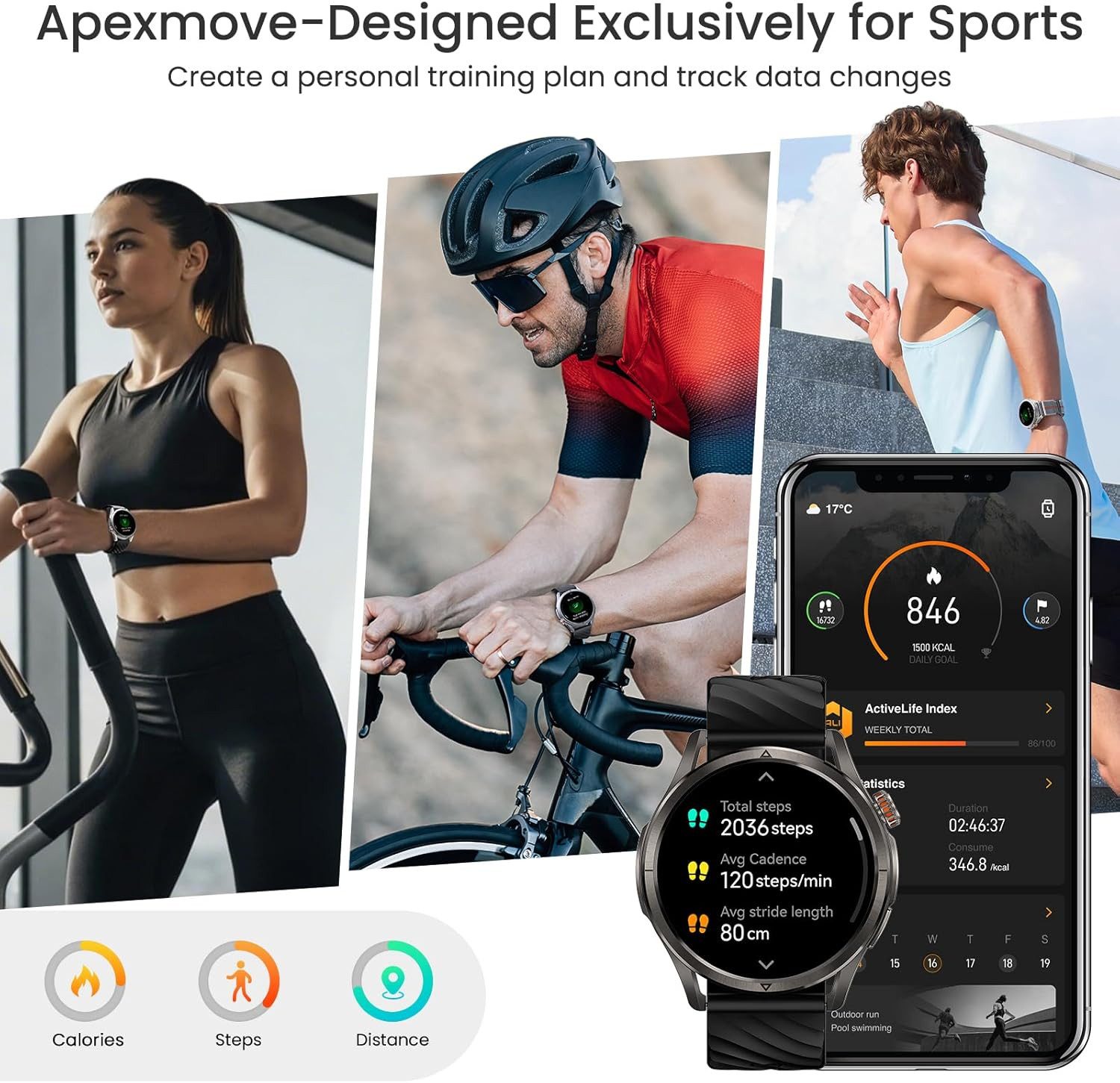 KOSPETFIT Damen"s Herren"s GPS Telefonfunktion; mit AMOLED Display IP68 Smartwatch (3.6 cm/1,43 Zoll, Android/iOS), AMOLED Display mit SPO2 Schlafmonitor und 50 Tage Akku