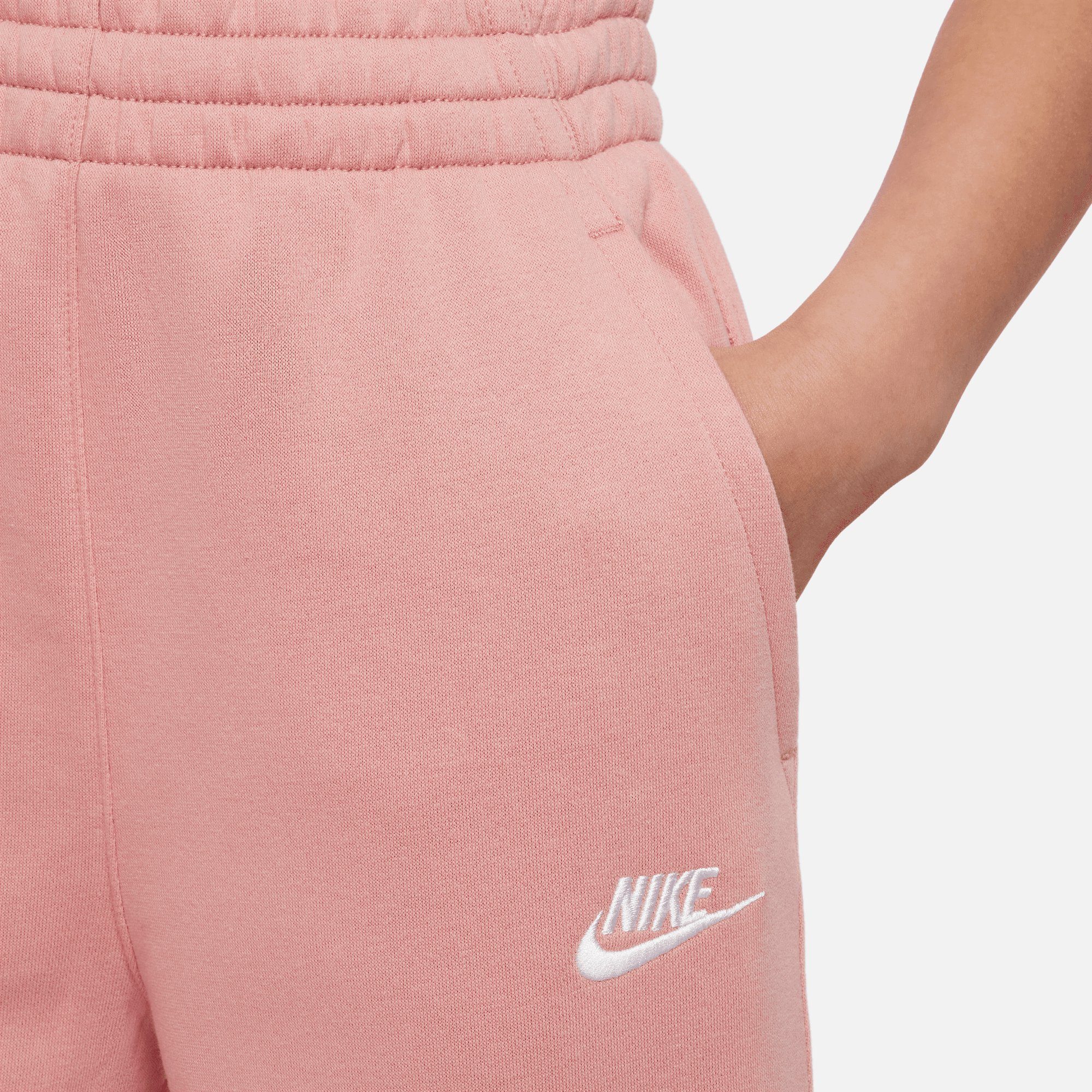 BIG Nike FLEECE Sportswear FITTED RED Jogginghose STARDUST/RED CLUB (GIRLS) STARDUST/WHITE PANTS HIGH-WAISTED KIDS'
