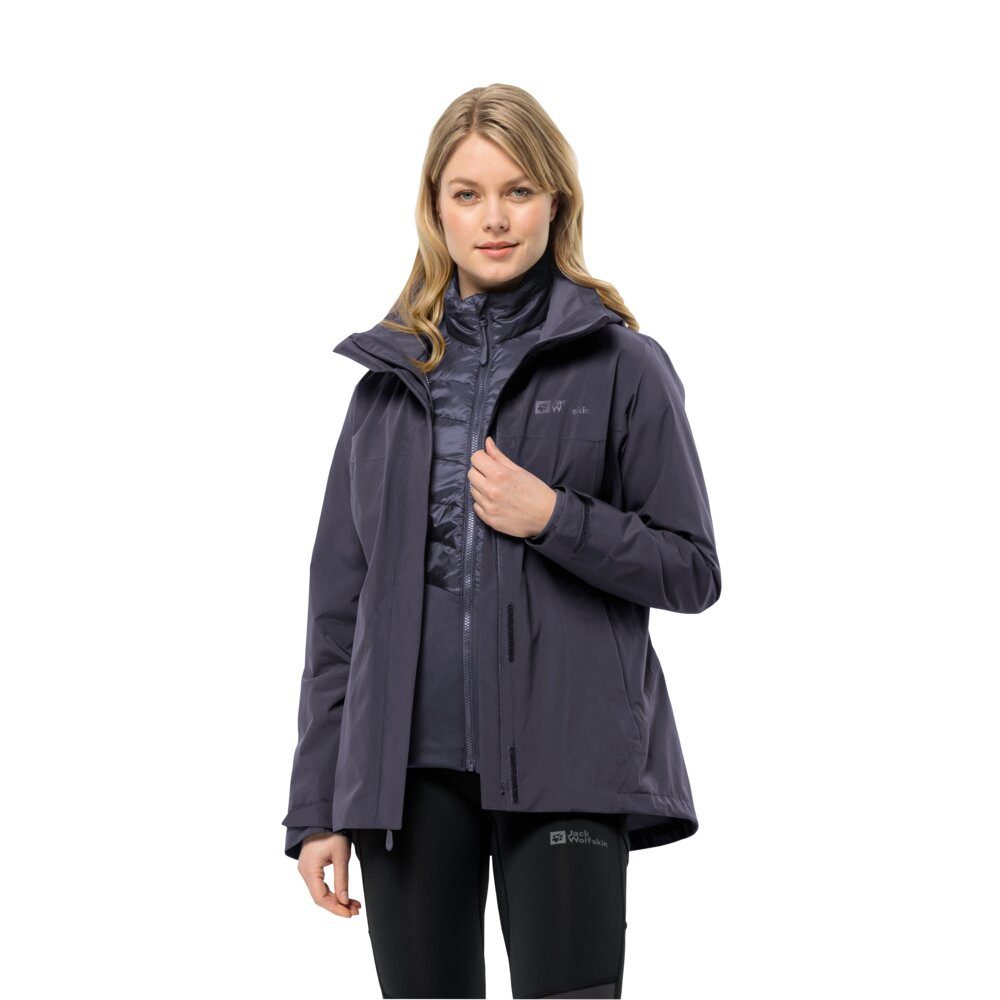 Jack Wolfskin Fleecejacke Ganzjahresjacke Luntal 3in1 (wasser- winddicht, mit Fleece-Innenjacke)
