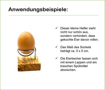 Olivenholz-erleben Eierbecher Eierhalter DESIGN aus Olivenholz, (1-tlg), Olivenholz, handlich, antibakterielle Wirkung, feuchtigkeitsresistent
