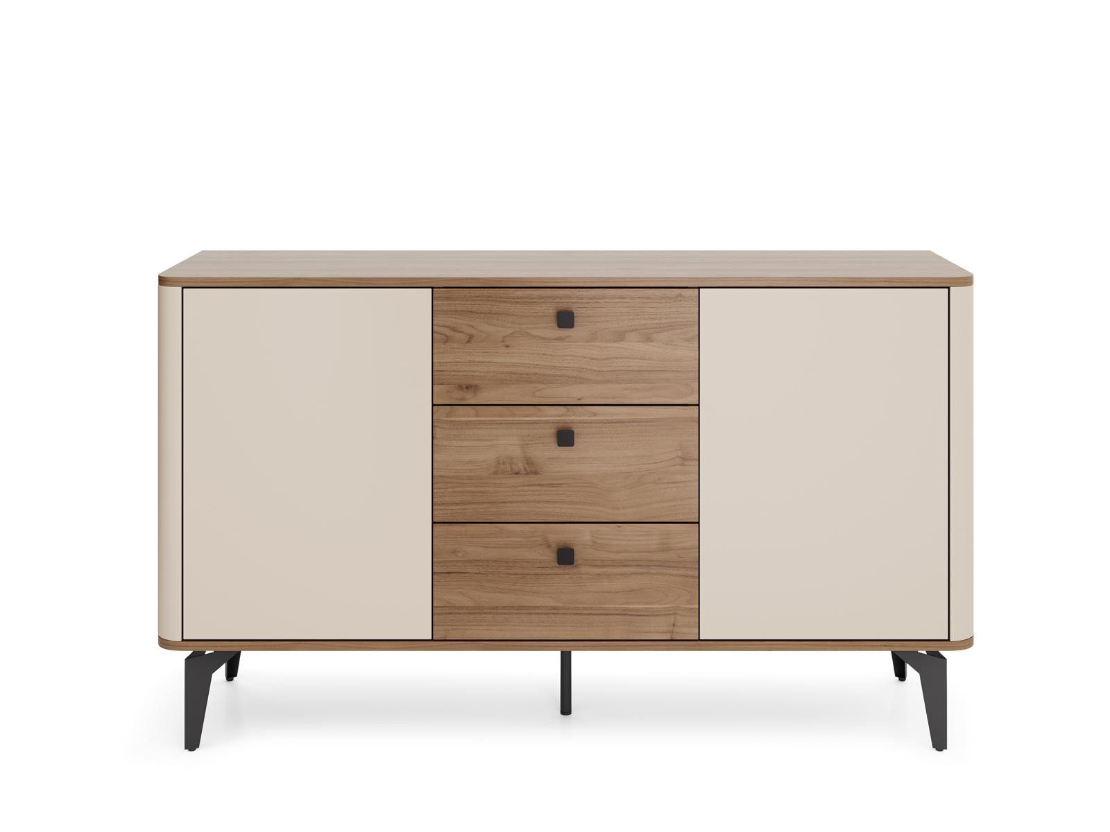 Compleo Kommode mit drei Schubladen und zwei Türen JONA, Sideboard, Made in EU, Klassik Design