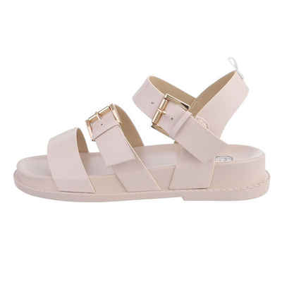 Ital-Design Damen Freizeit Riemchensandalette (79359368) Flach Riemchensandalen in Beige