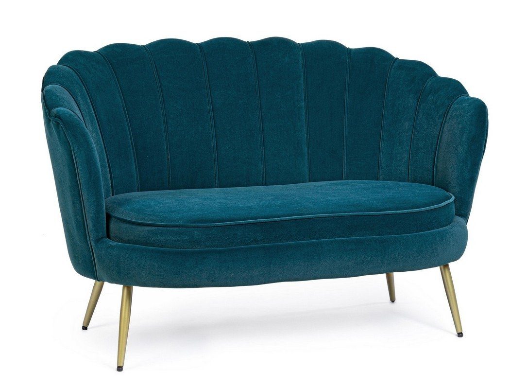 Giliola Sofa Couch 130x83x77cm Sofa Polster Sofa Blau Natur24