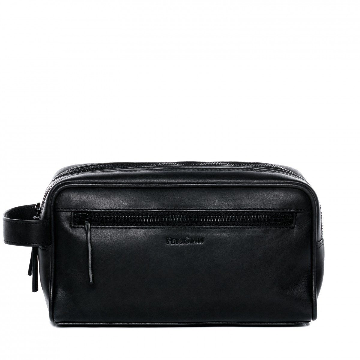 FEYNSINN Kosmetiktasche echt Leder Kulturtasche groß schwarz FRIIS, Waschbeutel Echtleder für Herren, Kosmetiktasche, Waschtasche schwarz – Bild 5 von 5