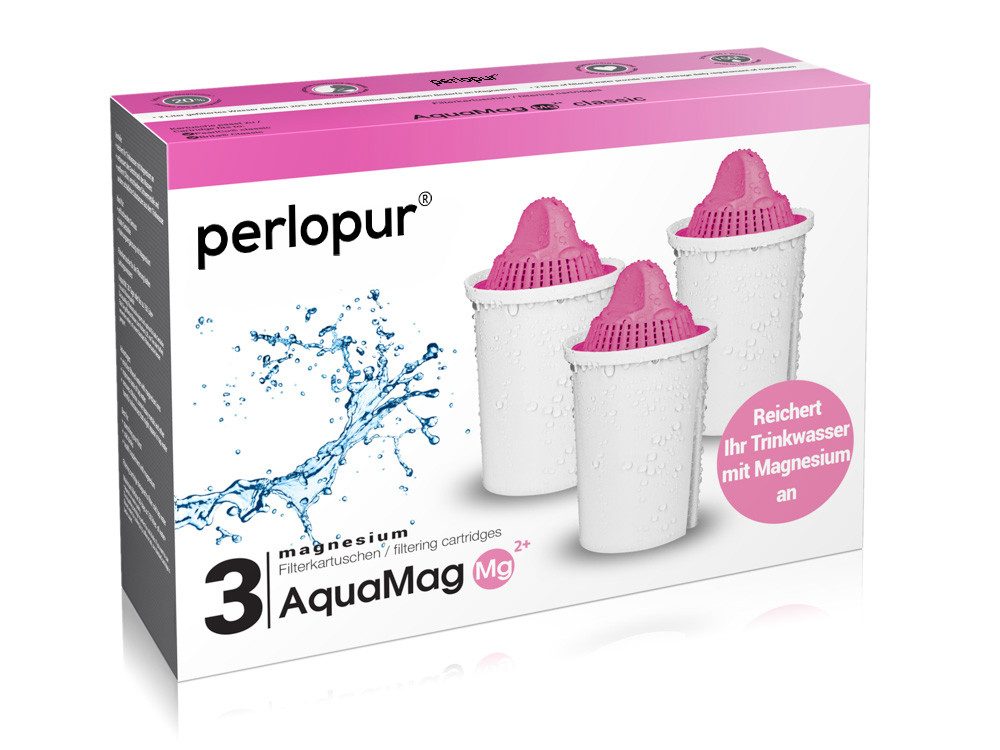 perlopur Kalk- und Wasserfilter Classic Magnesium Filterkartuschen AquaMag Pack 3, Zubehör für Brita Classic u. PearlCo Classic