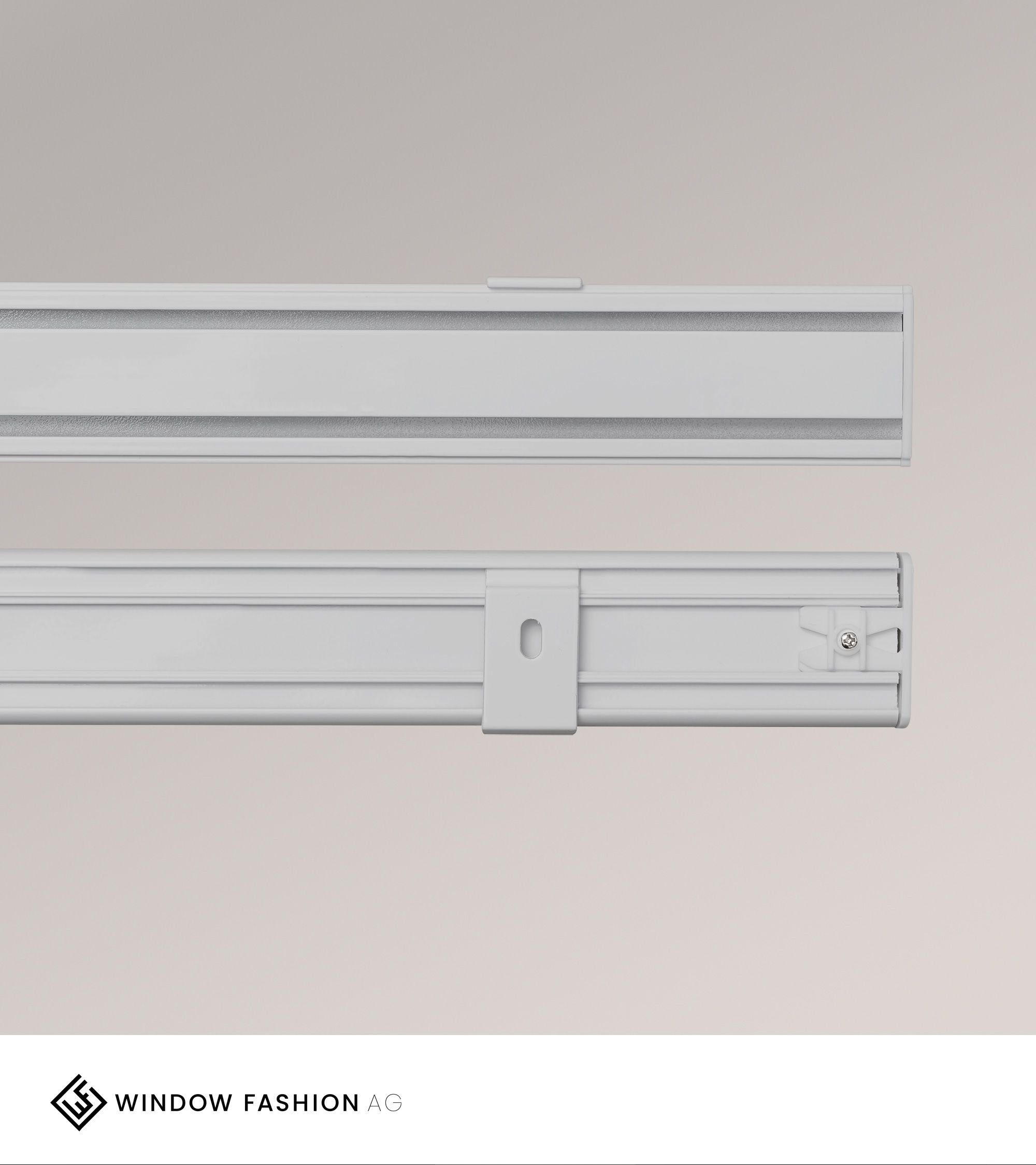 Deckenmontage, FASHION LxHxB SET 115x1.3x3.8cm Innl. Vorhangschiene Sichtschutzbefestigung (1-tlg), 2 AG, grau WINDOW