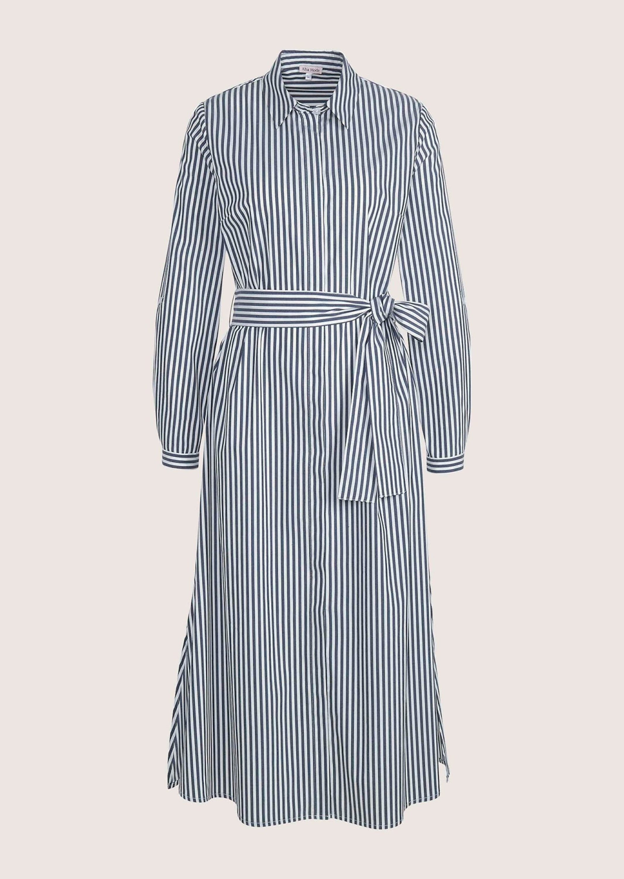 Alba Moda Maxikleid Maxikleid mit Bindeband und Hemdkragen