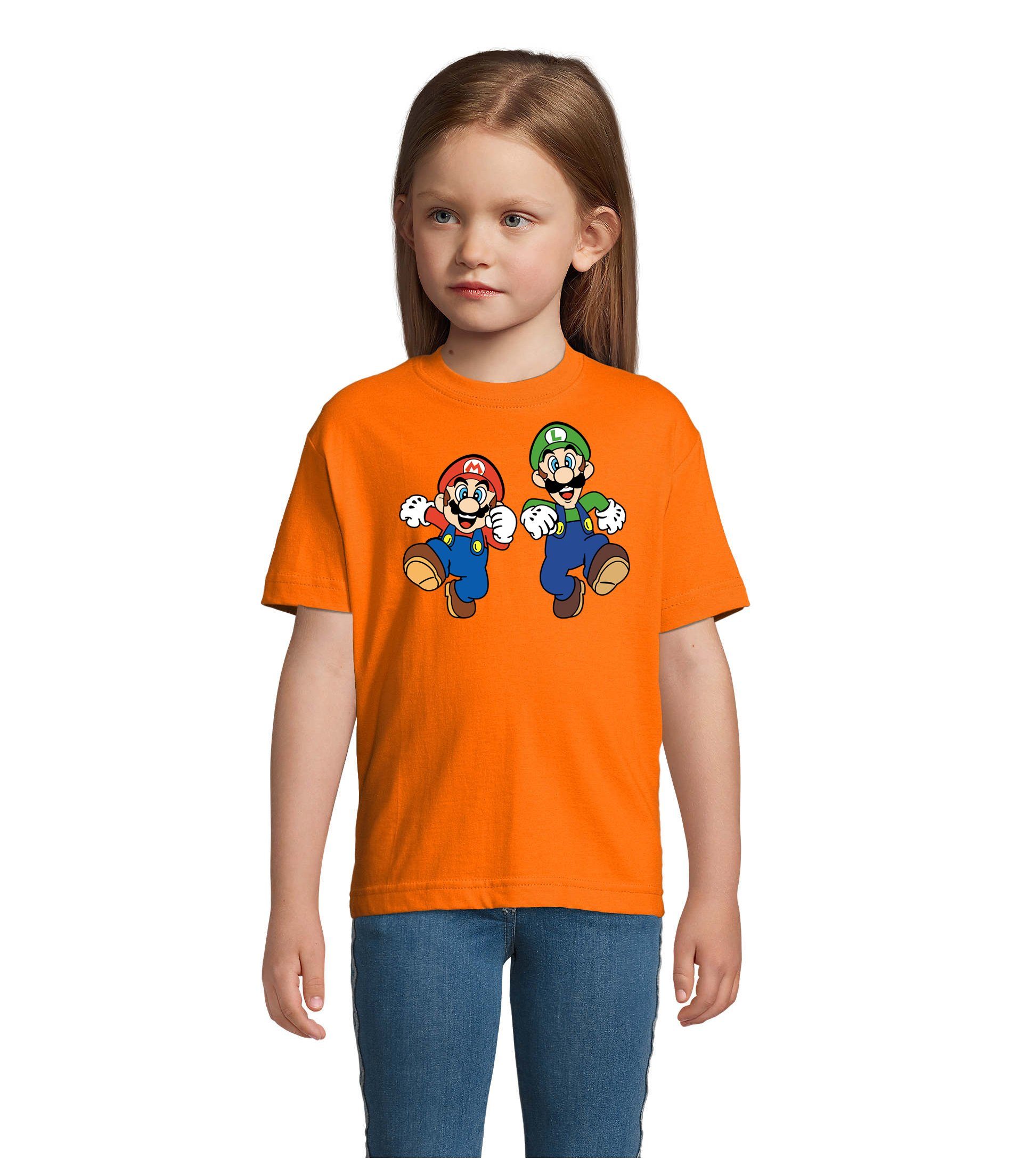 Gamer Luigi Blondie Brownie Mario Yoshi T-Shirt & Konsole Game Bowser Kinder Nintendo Orange &