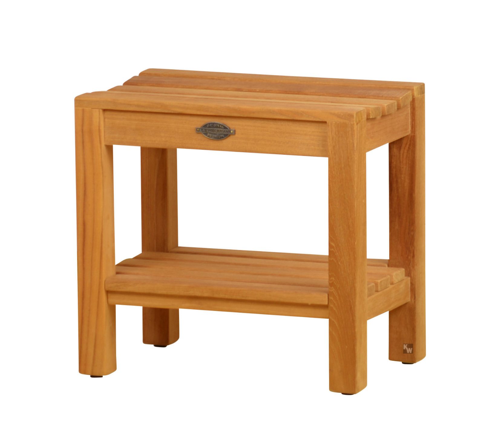 Kai Wiechmann Duschhocker Badhocker Holz Stella Premium, Teak Duschstuhl mit Ablage, Anti-Rutsch-Füße, pflegeleicht